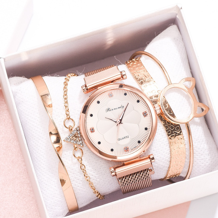 SET RELOJ IMAN CON PULSERAS Y CAJA DE REGALO MOD.GATO