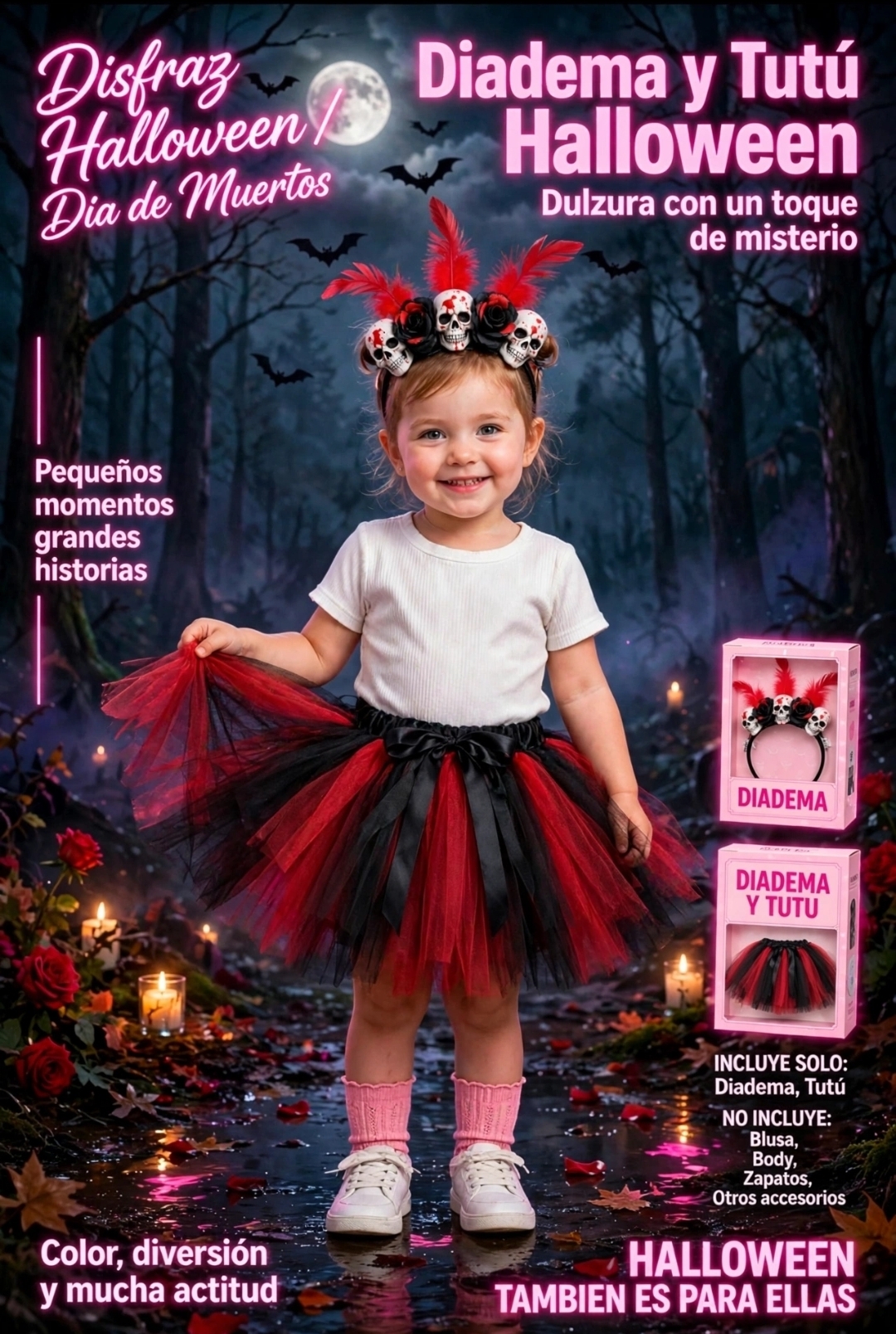 DISFRAZ HALLOWEEN TUTU Y DIADEMA