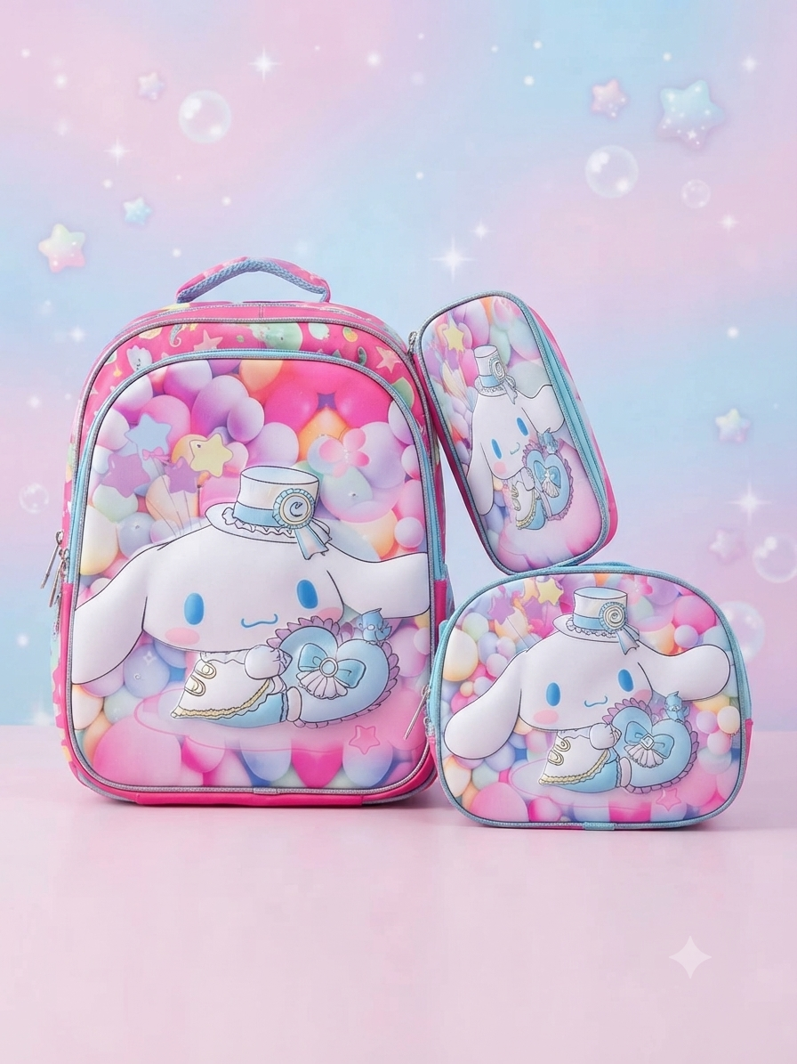 COMBO MOCHILA CON LUZ AL AZAR CINNAMONRROL