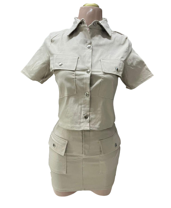CONJUNTO CAMISA Y FALDA UNITALLA BEIGE