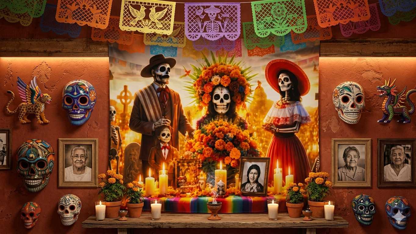 TELON HALLOWEEN DIA DE MUERTOS 200X250CM MOD.8