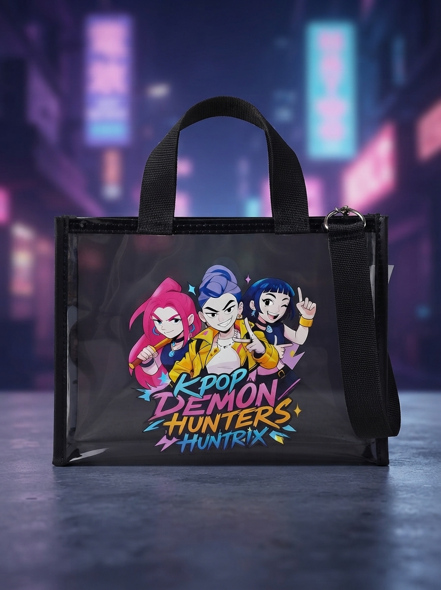 BOLSA TRANSPARENTE GUERRERAS KPOP NEGRO