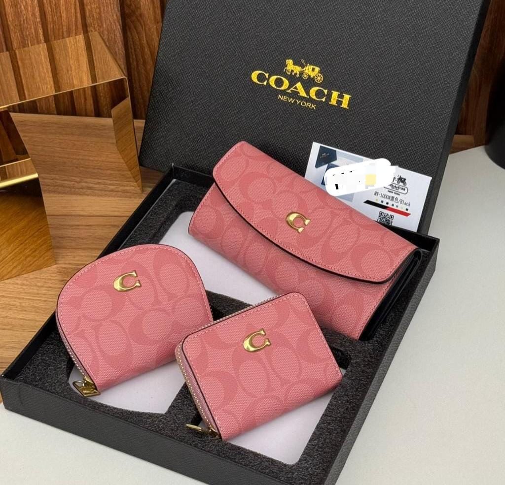 TRIO DE CARTERA TIPO COACH 1000 PINK