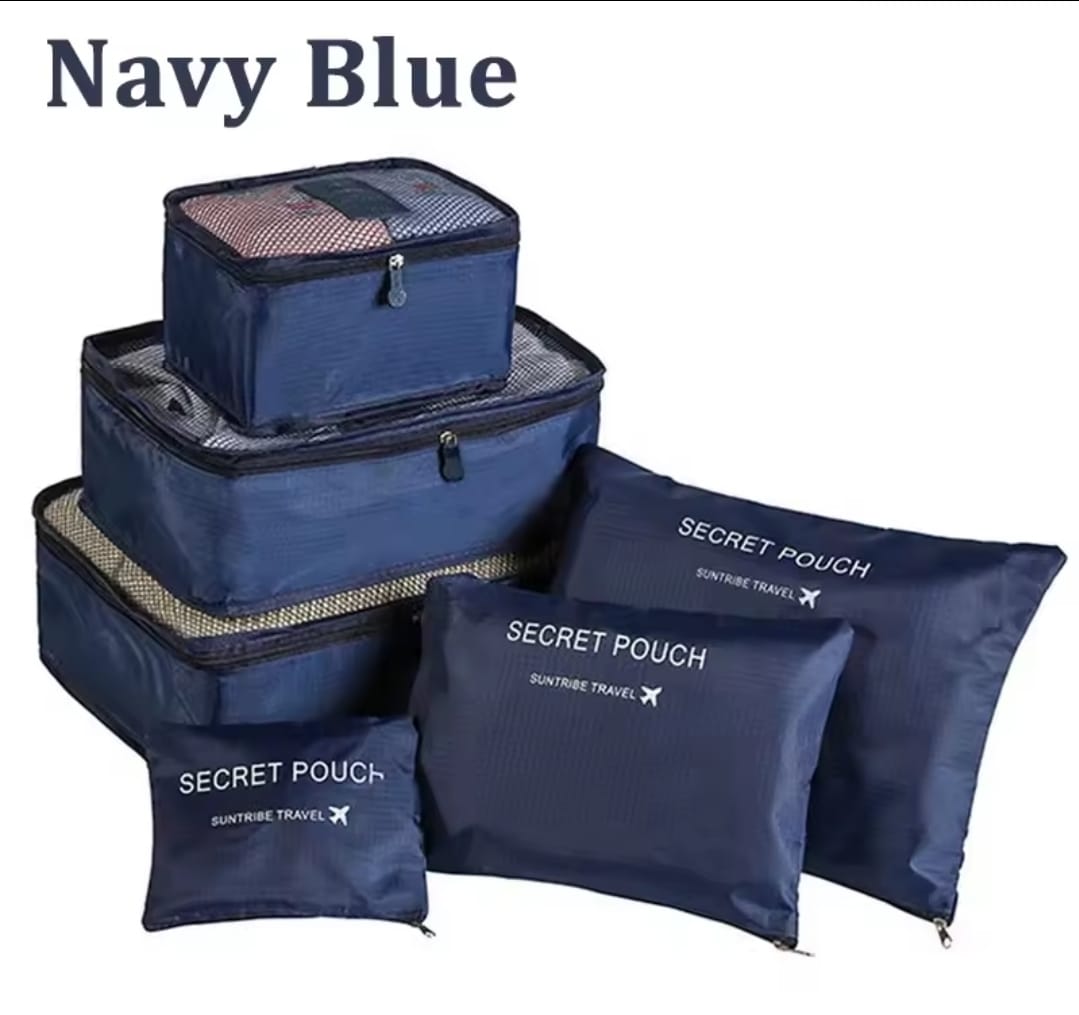 KIT BOLSA DE VIAJE 6 PIEZAS AZUL MARINO