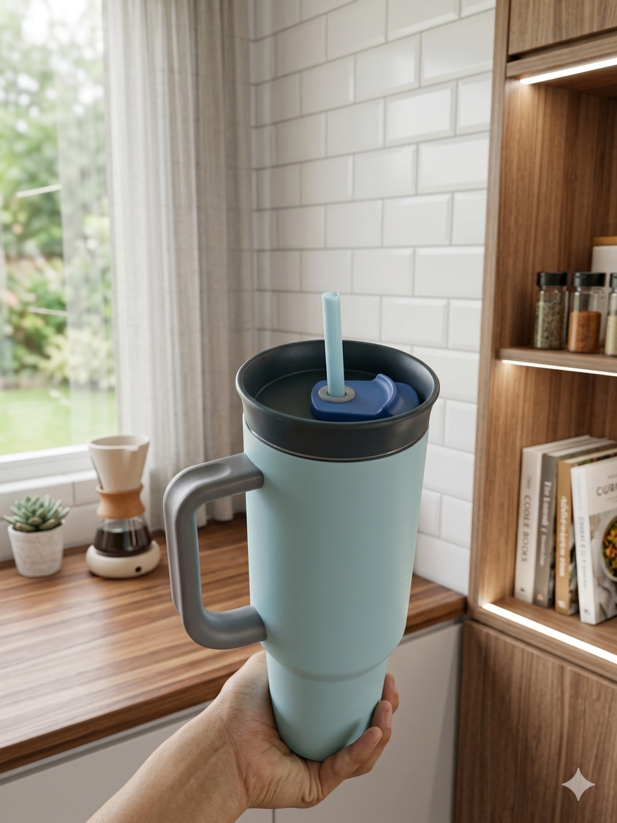 TERMO CON AGARRADERA 40 OZ CELESTE