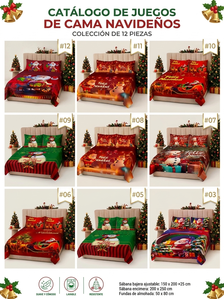 JUEGO DE SABANAS NAVIDEÑO MATRIMONIAL