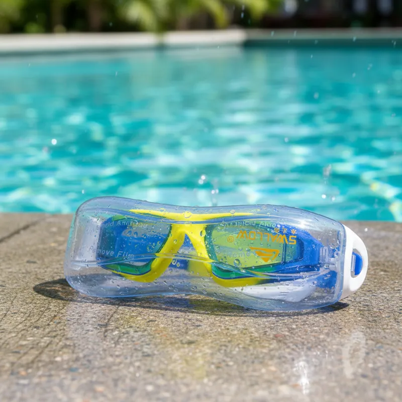 GOOGLES CON ESTUCHE ADULTO AZUL-AMRILLO