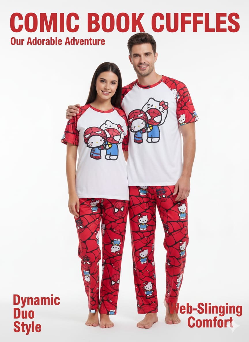 DUO PIJAMAS SPIDERMAN Y HELLO KITTY BRUSH