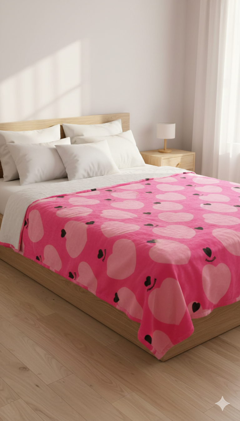 COBIJAS DISEÑOS FUCSIA CORAZONES