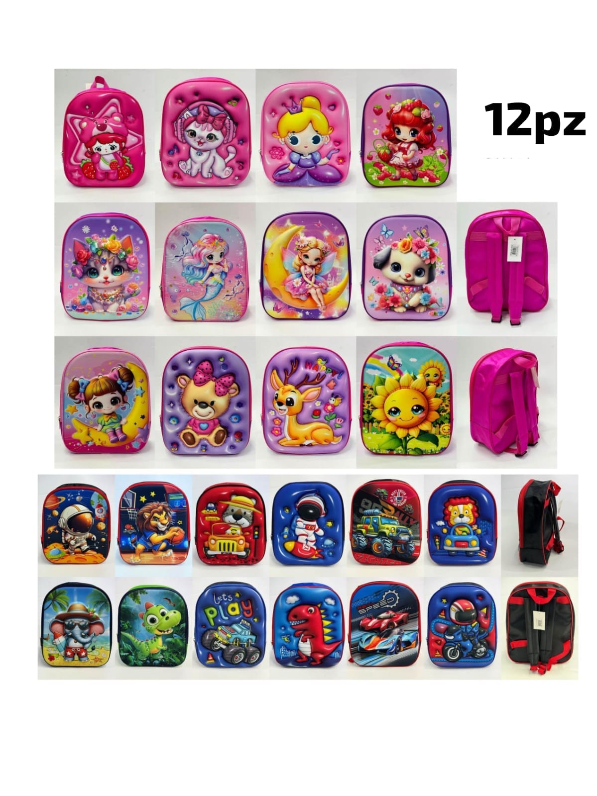 DOCENA MOCHILAS ESCOLAR PERSONAJES #M1516
