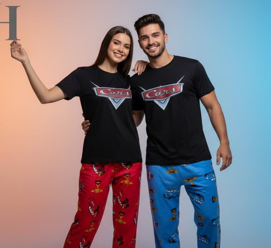 DUO PIJAMAS PAREJAS CARS FRANEL