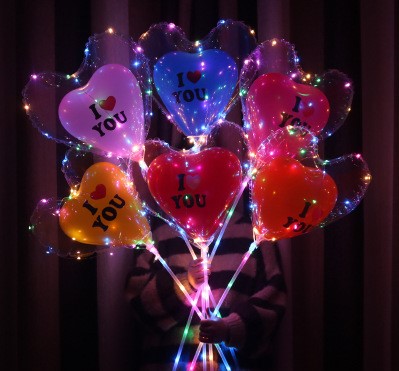 GLOBO LED CORAZON I LOVE YOU 12pz