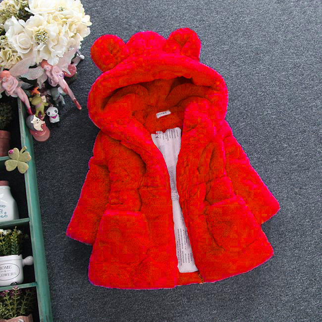 ABRIGO NIÑA CAPUCHA OREJITAS ROJO 5-6 (120)