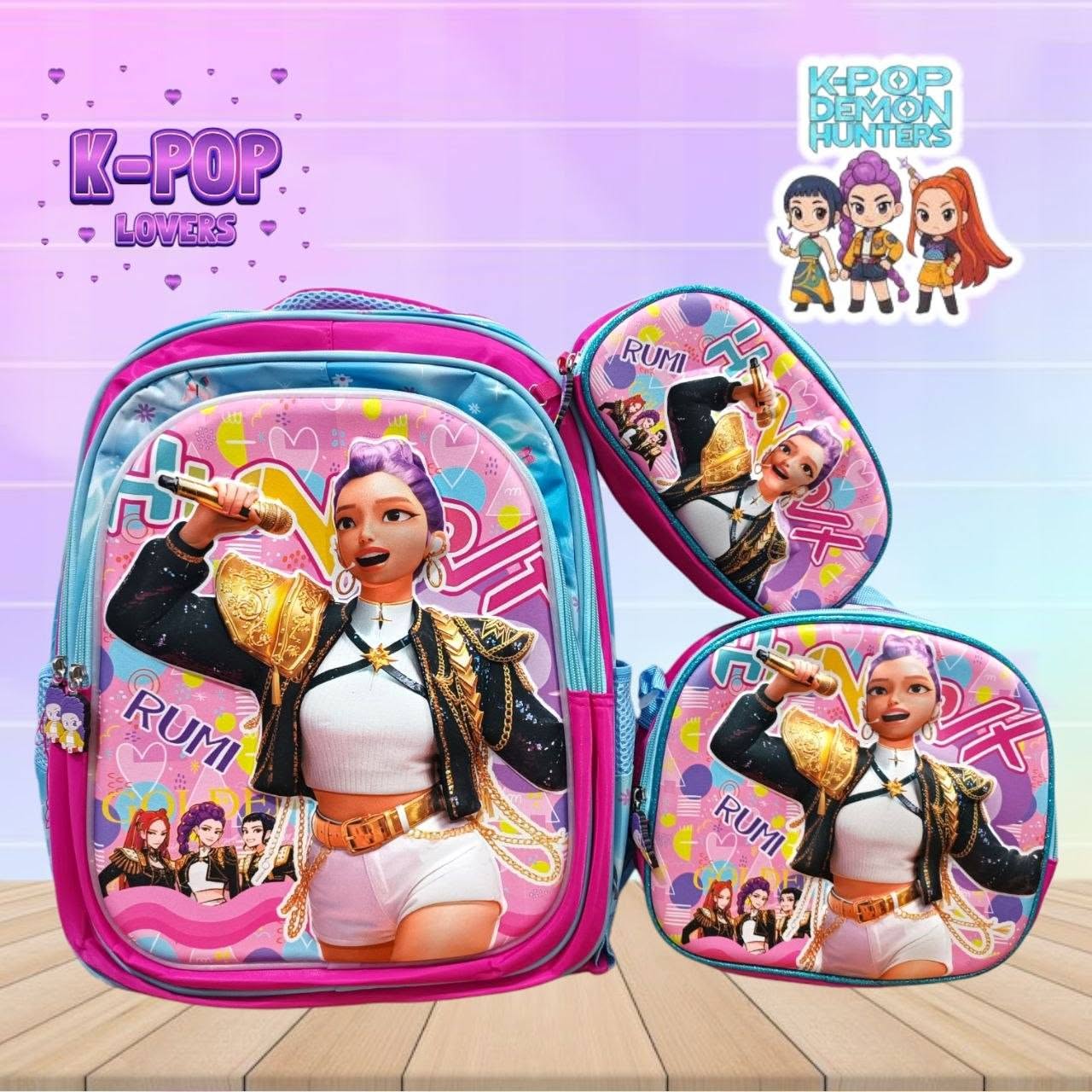 COMBO MOCHILA CON LUZ GUERRERAS KPOP #902-#933