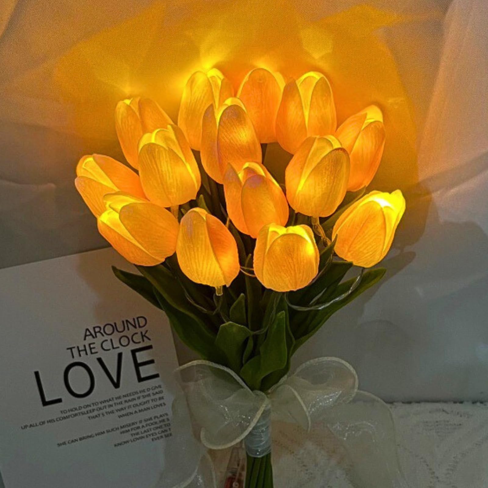 RAMO DE TULIPANES CON LUZ LED AMARILLA