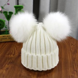 GORRO 2 POMPON BEBE 0-2 AÑOS COLOR BLANCO