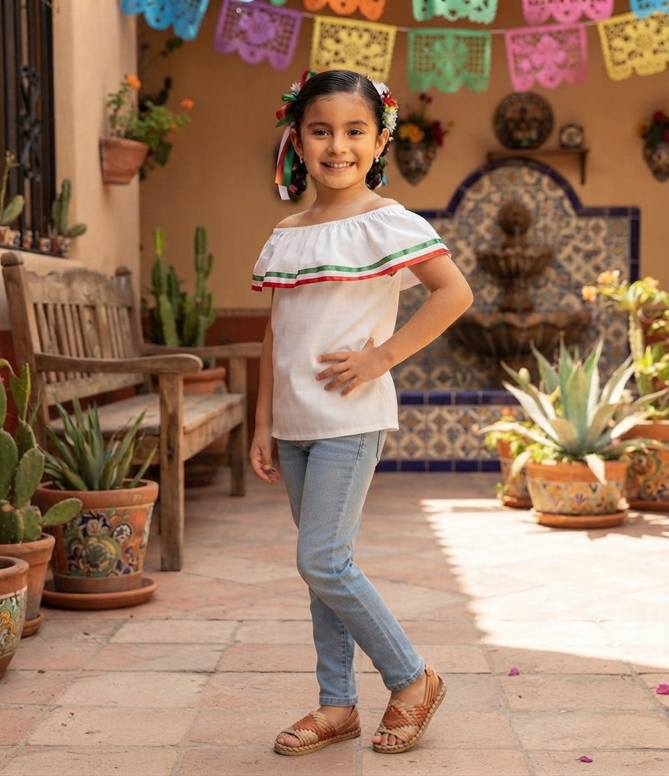 BLUSA MEXICANA NIÑA BLANCO M