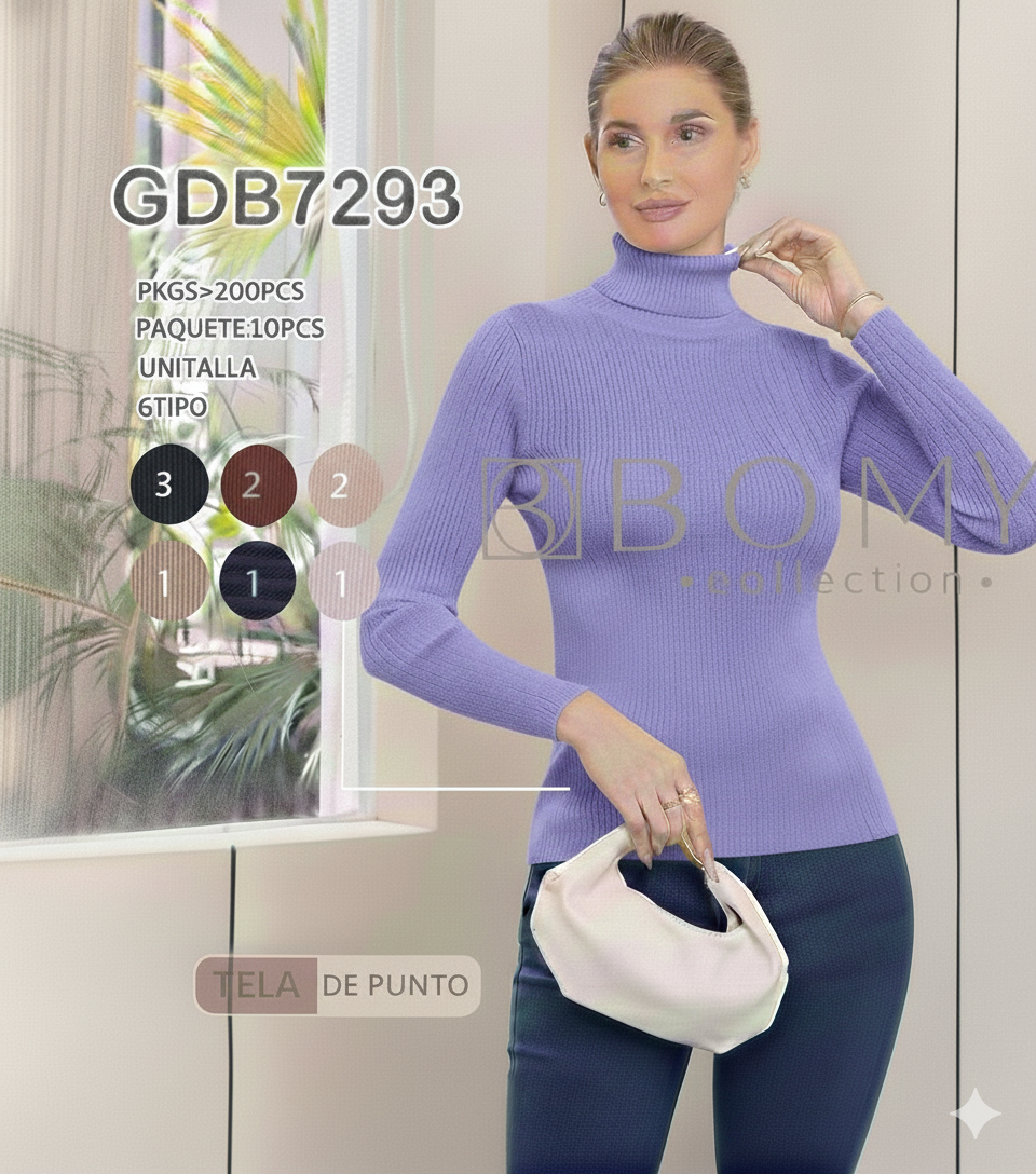 BLUSA BOMY MANGA LARGA CUELLO TORTUGA LILA