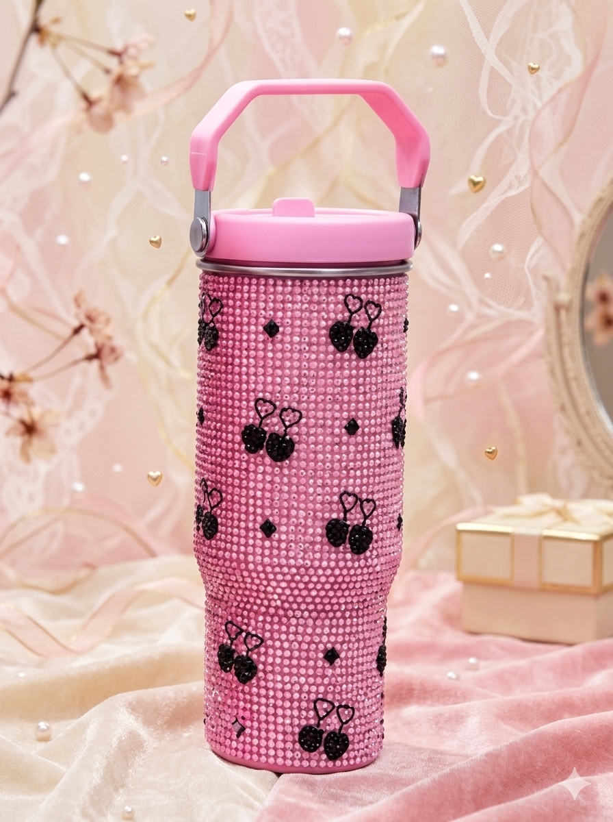 TERMO BRILLOS ROSA/CORAZONES