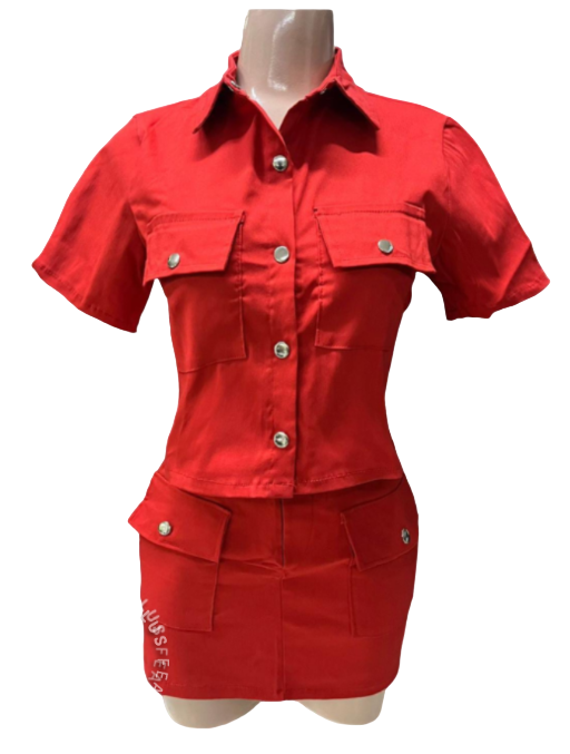 CONJUNTO CAMISA Y FALDA UNITALLA ROJO