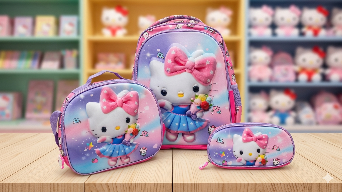COMBO  MOCHILA PREESCOLAR HELLO KITTY #143-4