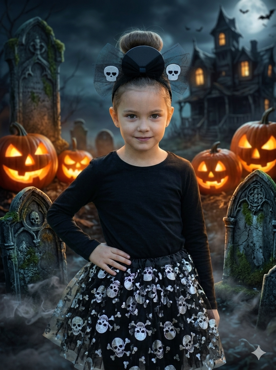 DISFRAZ HALLOWEEN DIADEMA Y TUTU CALAVERAS