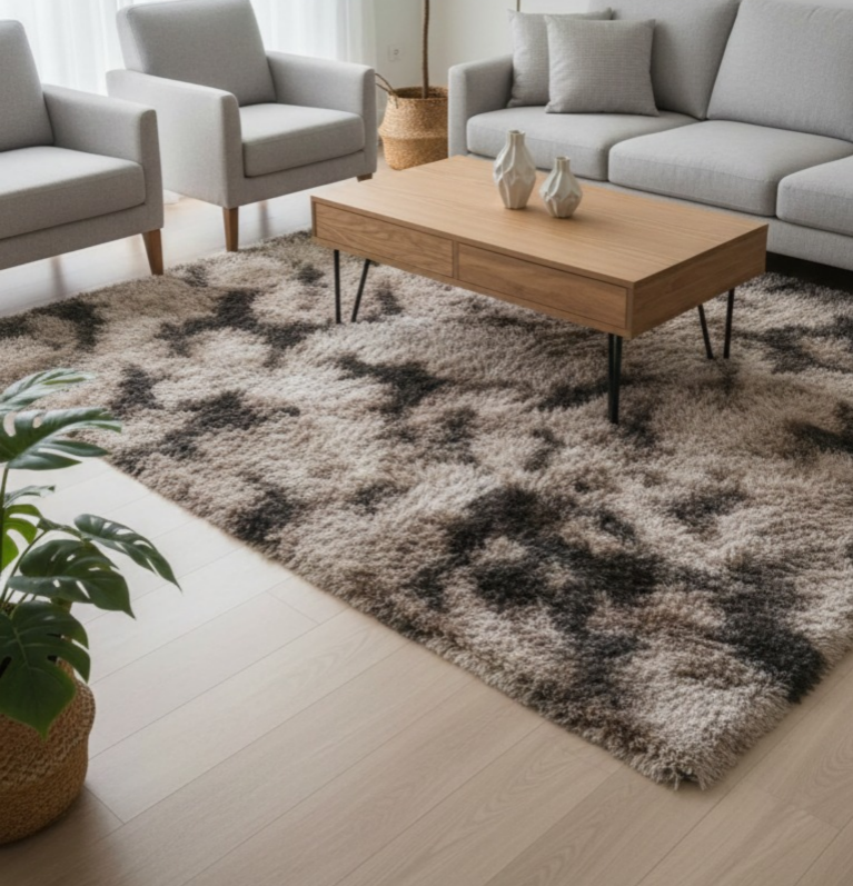 ALFOMBRA PELO ALTO 80X120 CAFE OSCURO/CAFE CLARO