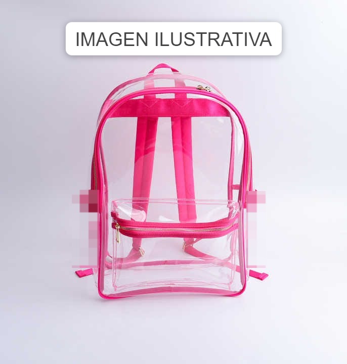 MOCHILA TRANSPARENTE ROSA MEDIANA