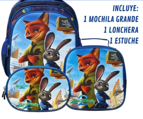 COMBO MOCHILA CON LUZ ZOOTOPIA #943