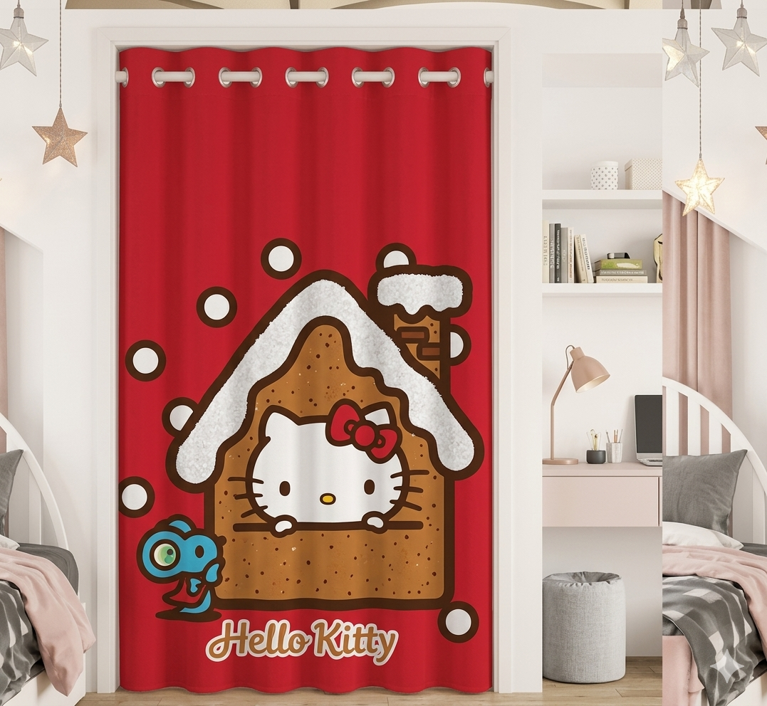 CORTINA NAVIDEÑA DECORACION PERSONAJES HELLO KITTY