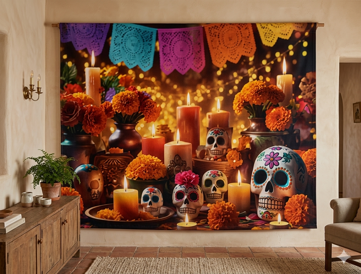 TELON HALLOWEEN/DIA DE MUERTOS 200X180CM MOD.1
