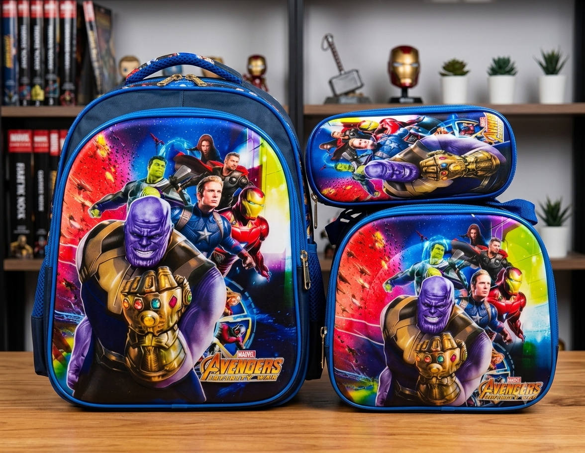 COMBO MOCHILA ESCOLAR SIN LUZ AVENGERS #025