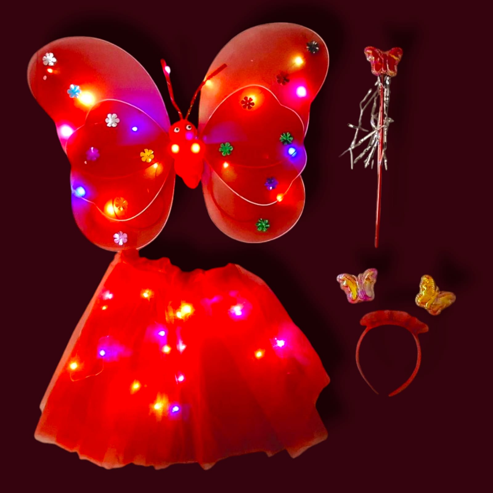 DISFRAZ MARIPOSA LED ROJO