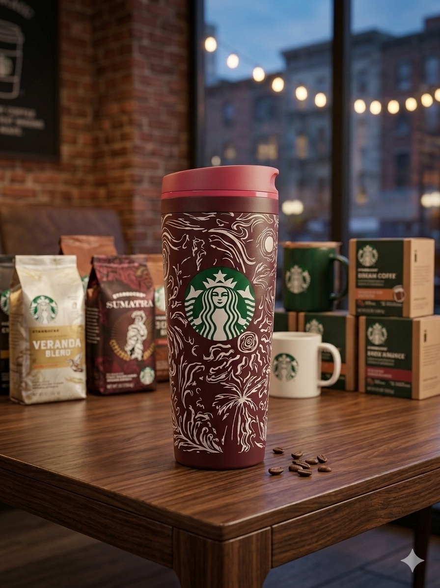 VASO CAFETERO STARBUCKS 20OZ DISEÑOS VINO