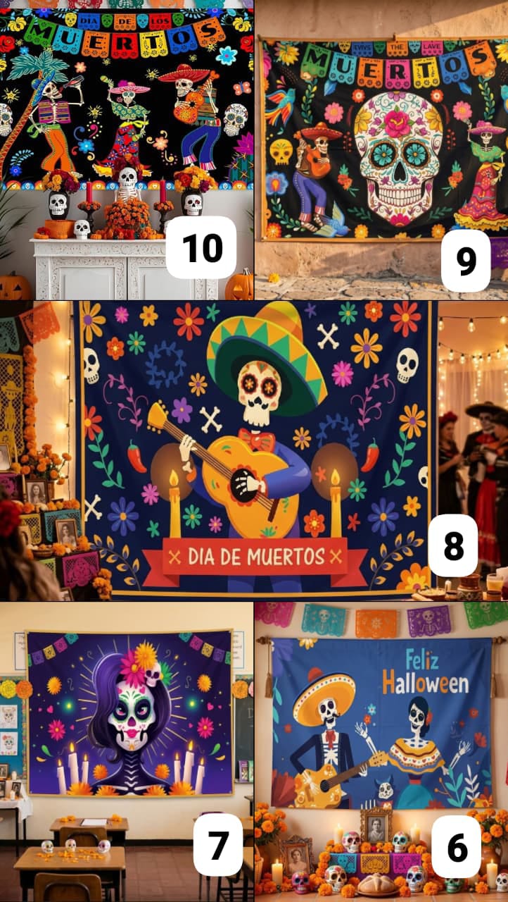 TELON HALLOWEEN DIA DE MUERTOS 180x200CM