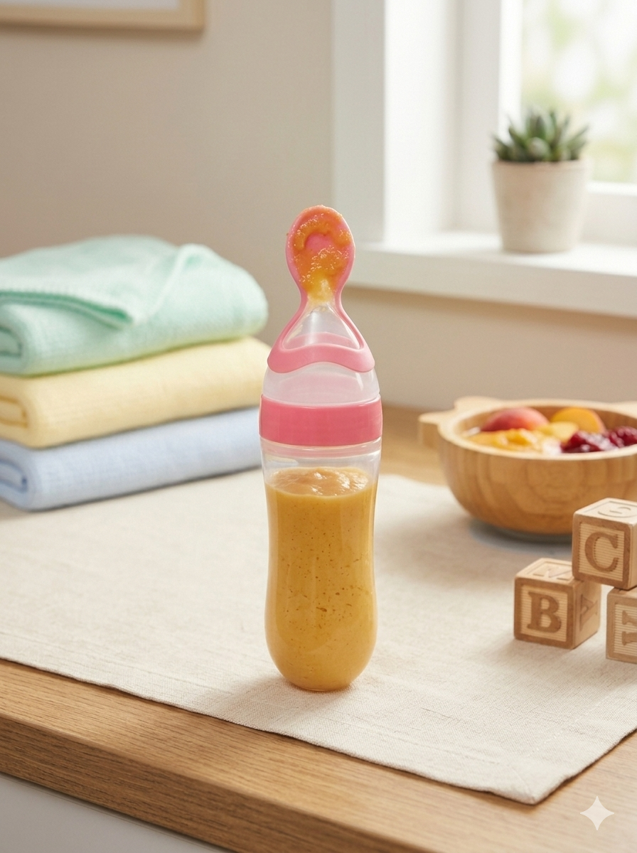 CUCHARA PORTA ALIMENTO PARA BEBE ROSA