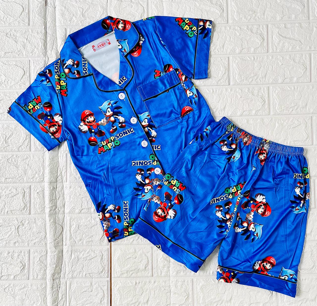 PIJAMA ABOTONADA CON SHORT NIÑOS MARIO Y SONIC 14