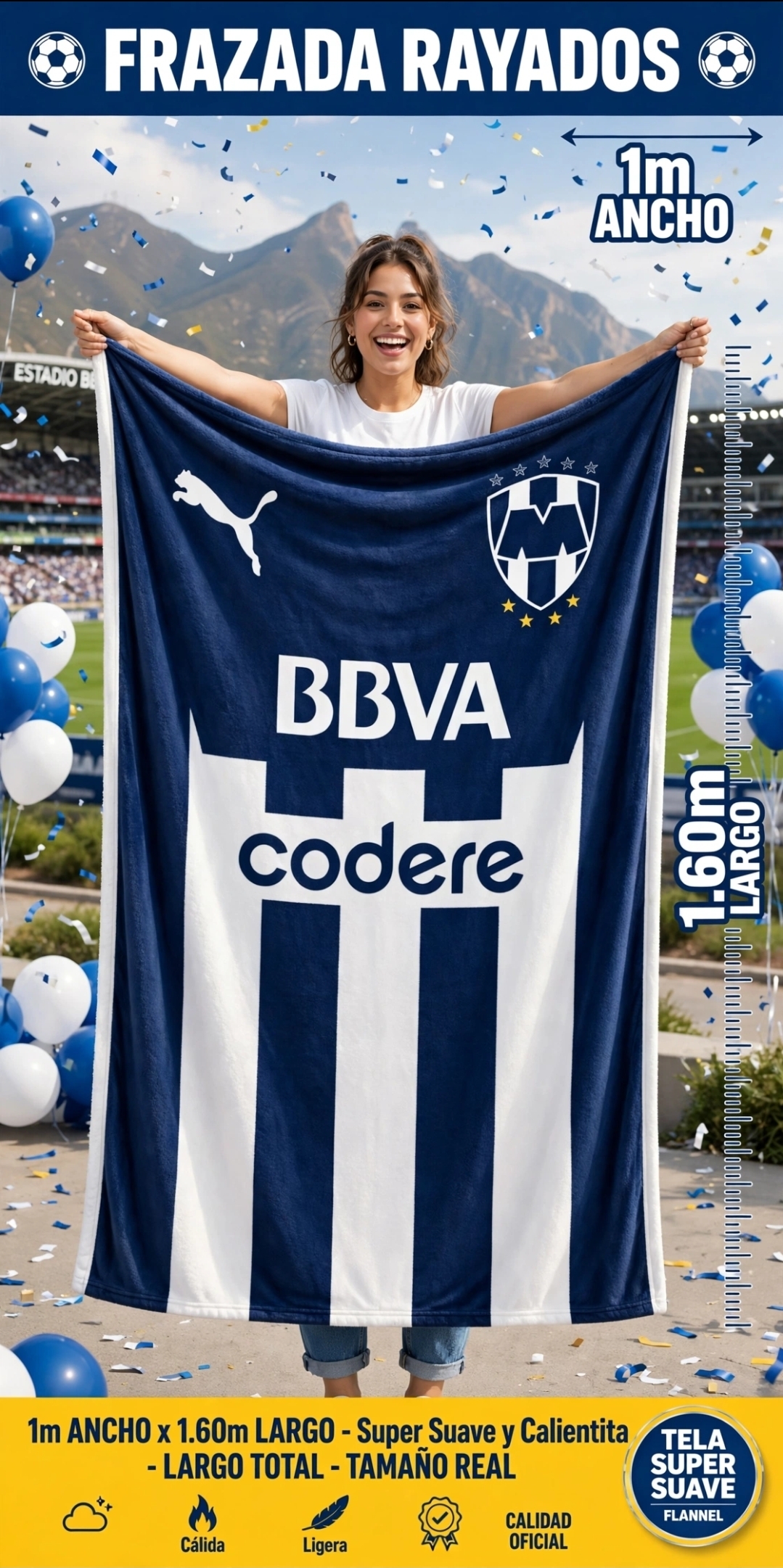 FRAZADA EQUIPOS RAYADOS