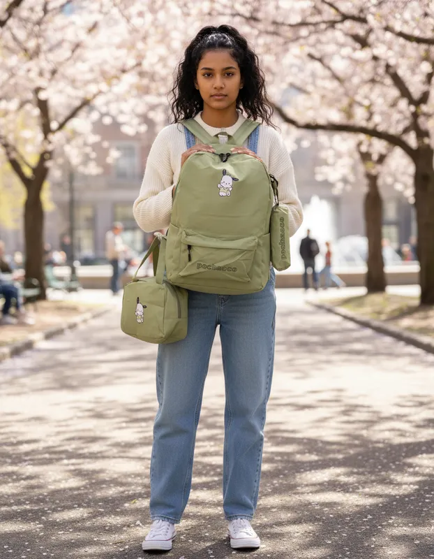 MOCHILA SANRIO LISA POCHACCO VERDE