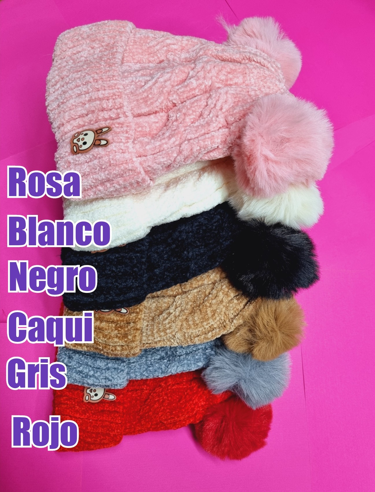 GORRO DOS POMPON CONEJO CAQUI