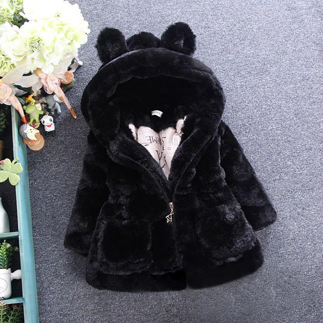 ABRIGO NIÑA CAPUCHA OREJITAS NEGRO 5-6 (120)
