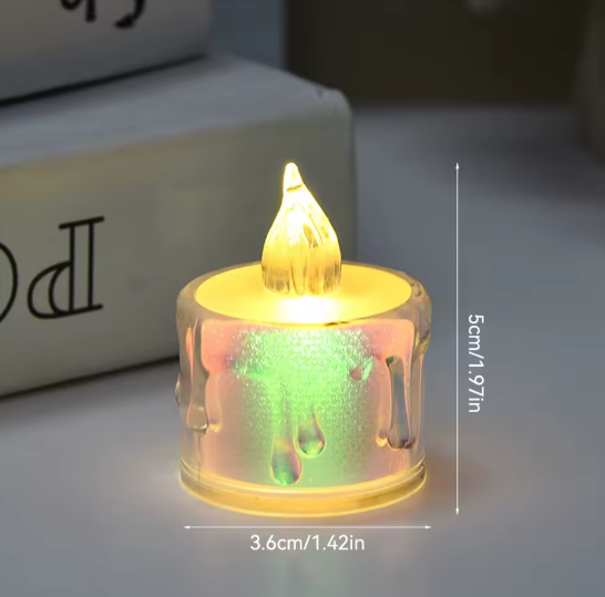 CAJA 24PZ VELAS LED TRANPARENTES 5X3.6CM