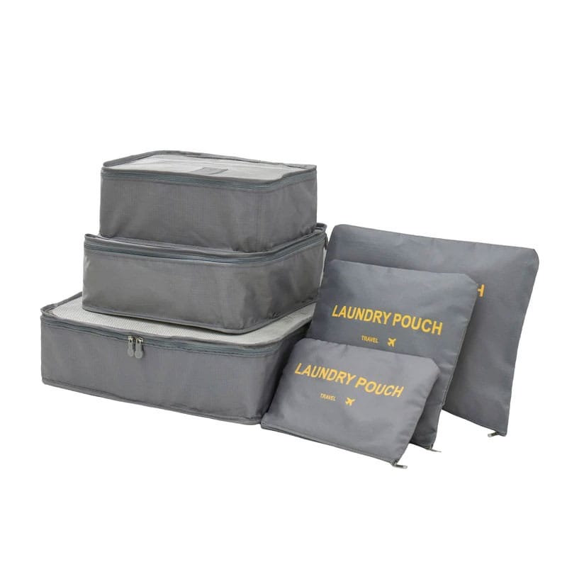 KIT BOLSA DE VIAJE 6 PIEZAS GRIS