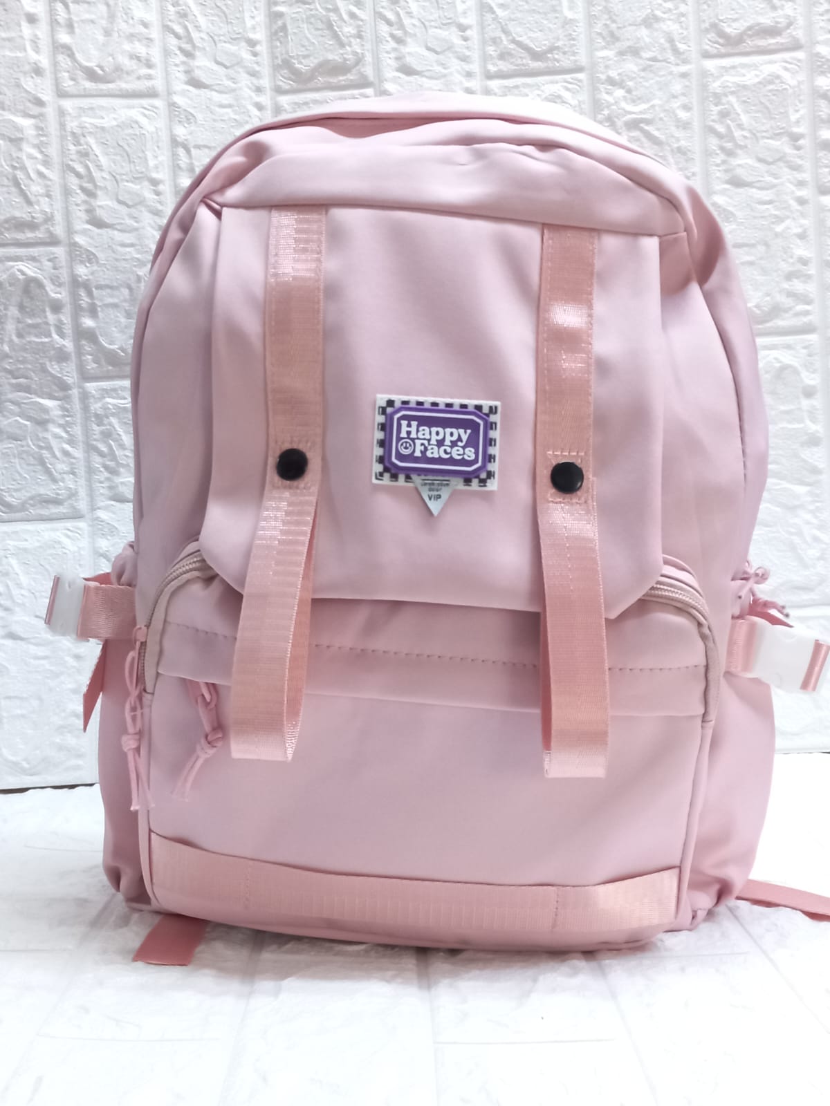 MOCHILA HAPPY FACES ROSA