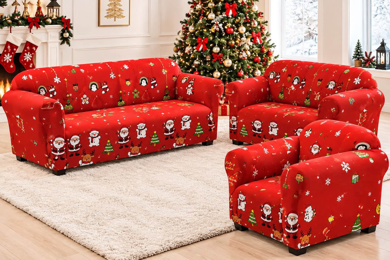 FUNDA ELASTICA SOFA NAVIDEÑO MOD.9