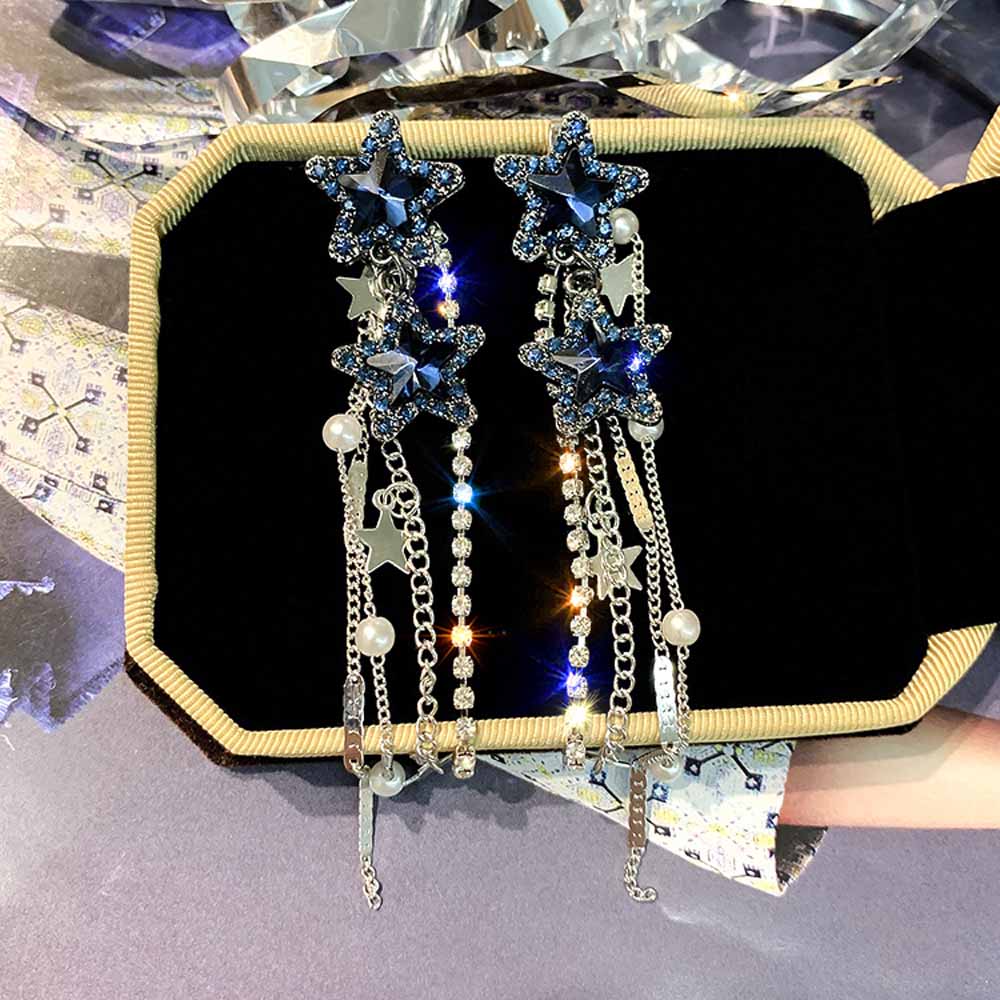 ARETES LARGOS 2 ESTRELLAS PLATA