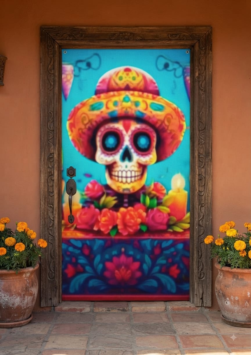 FUNDA CUBRE PUERTA HALLOWEEN-DIA DE MUERTOS MOD.11