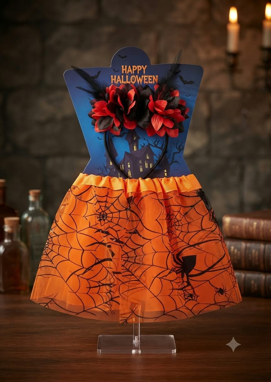 DISFRAZ HALLOWEEN NIÑAS TUTU Y DIADEMA DECORATIVA ARAÑA