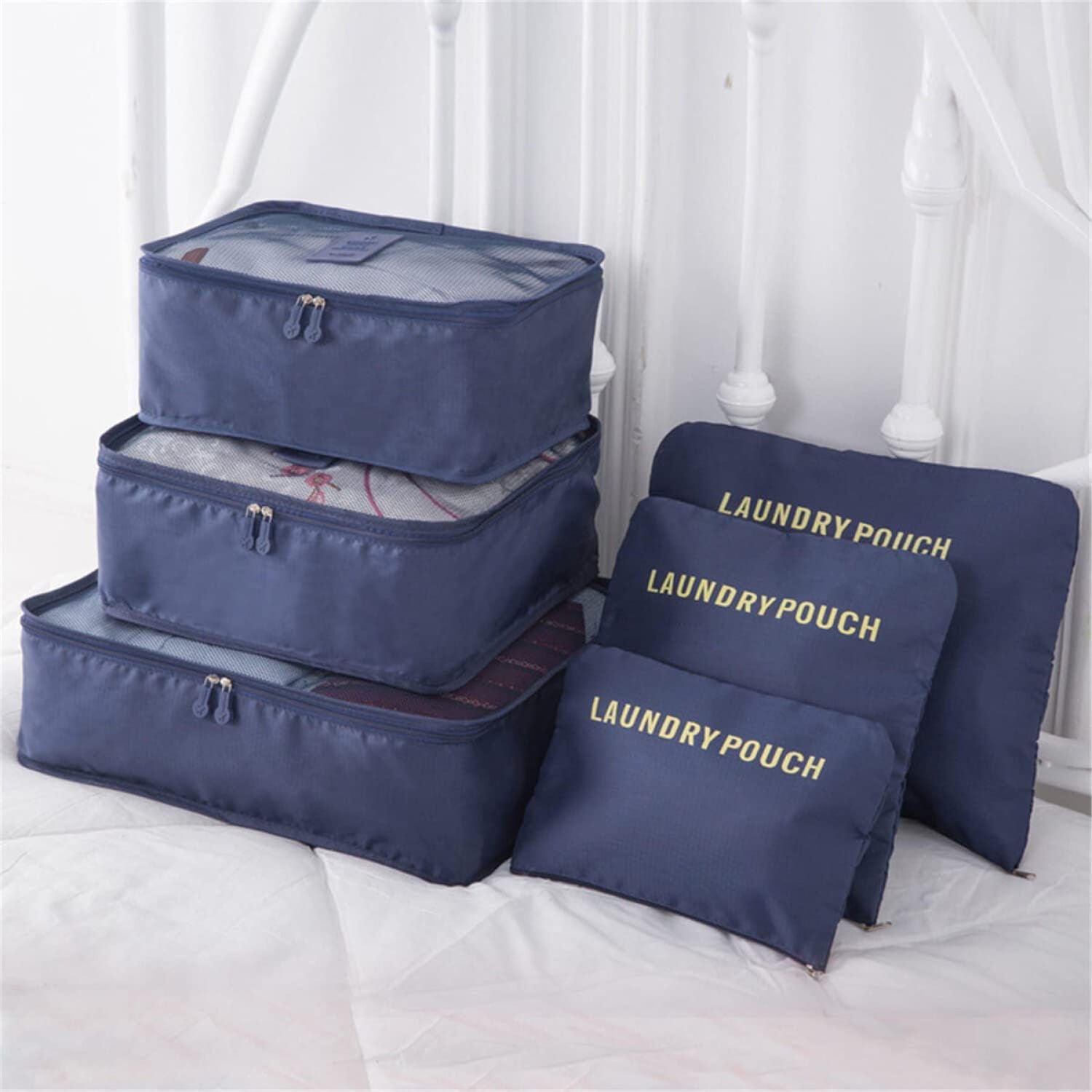 KIT BOLSA DE VIAJE 5 PIEZAS AZUL MARINO