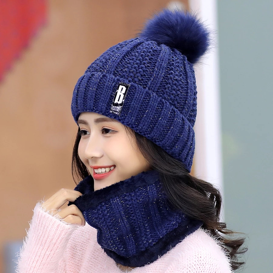 SET GORRO Y BUFANDA DAMA AZUL MARINO